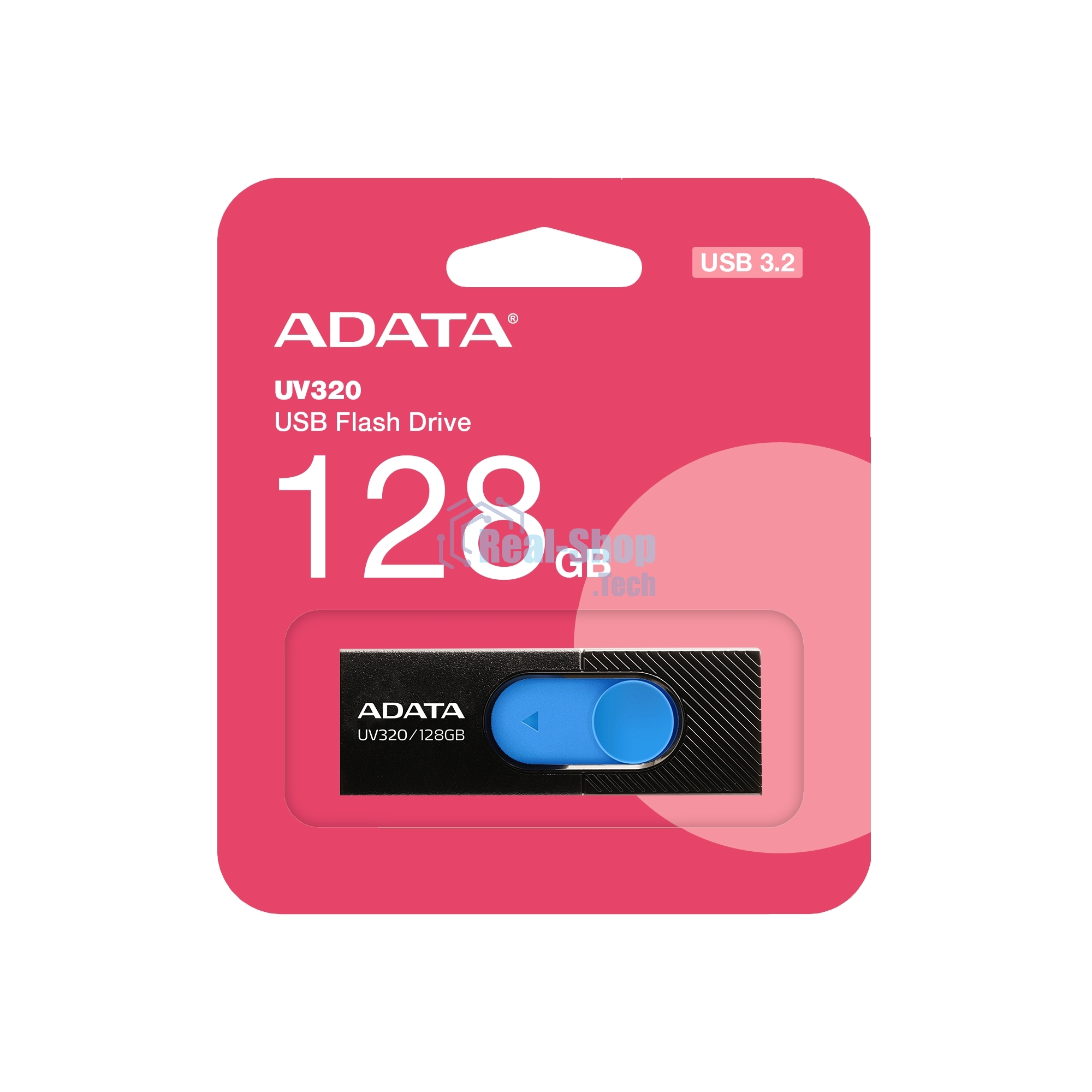 Флешка USB ADATA UV320 (AUV320-128G-RBKBL), 128Gb, USB 3.2, R/W 100/30, черный/голубой
