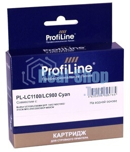 Картридж струйный ProfiLine ProfiLine для принтеров Brother PL-LC1100/LC980C DCP -145C/165C/195С/375CW MFC-250C/290C/DCP-6690CW Cyan водн