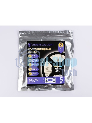 Светодиодная лента Ambrella light GS2102 5050 60Led/ 14.4W m/ 12V IP65 4500K/ 5000*10*2.87mm (2 конт.)