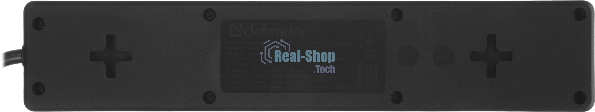 Сетевой фильтр Defender ES, 3.0 м, 5 розеток, черный