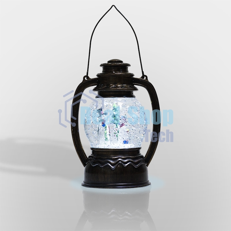 Декоративный фонарь с эффектом снегопада и подсветкой 