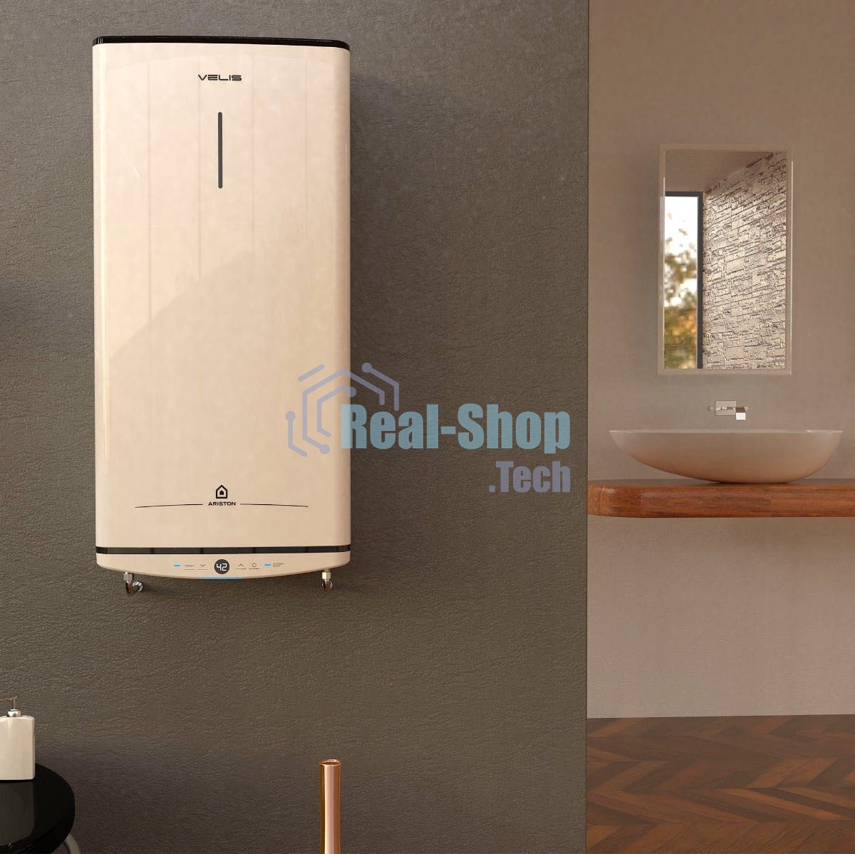 Водонагреватель Ariston Velis Tech PW ABSE 80, 2.5 кВт, 80л, электрический настенный/белый