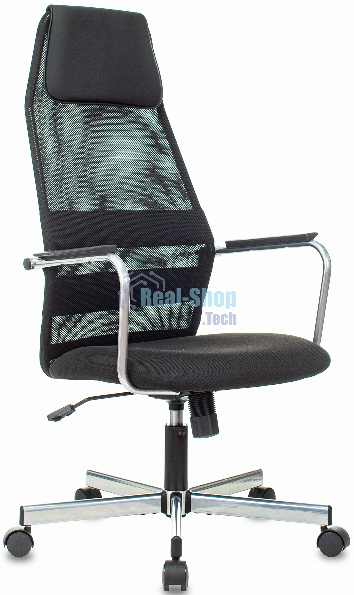 Кресло компьютерное Бюрократ KB-5M TW-01 3C11 черный, сетка/ткань, с подголов. крестовина металл хром