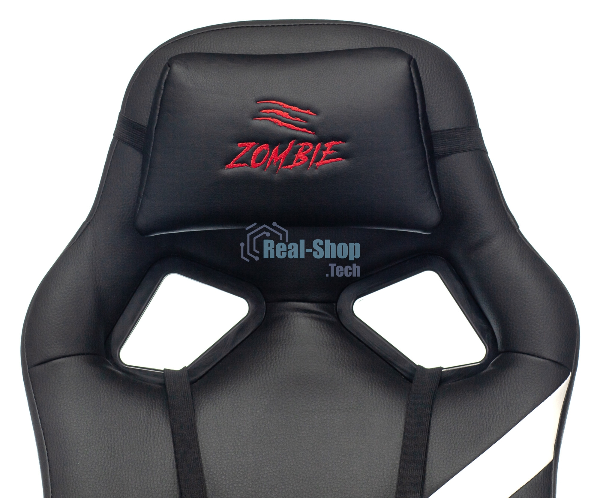 Кресло игровое Zombie DRIVER черный/белый, искусственная кожа, с подголов. крестовина пластик