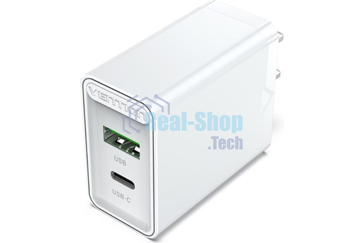 Сетевое зарядное устройство Vention 2-port USB(A+C) Wall Charger (18W/20W) EU-Plug белый