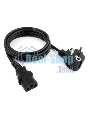Кабель питания Cablexpert PC-186-1.5-1.5M, Schuko-C13, 3x1.5мм2, 10A, с заземлением, медь, 1.5м, черный, пакет
