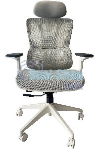 Кресло компьютерное Cactus CS-CHR-MC02GY серый, сетка, эко.кожа, с подголов. крестов. пластик белый