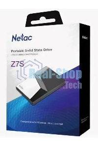 Внешний SSD Netac Z7S, 120 Gb, USB 3.2 Gen 2 Type-C, R/W 550/480, черный