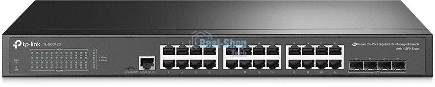 Коммутатор TP-Link JetStream 24-port Gigabit L2/L2+ Managed Switch with 4 SFP slots, support SDN controller, abundant L2/L2+ features, 1U rack mountable, full managed via web UI/CLI/Console/SSH/Telnet/SNMP.