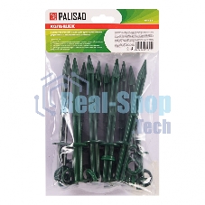 Колышек Palisad 20 см с установ. кольцом для креп. укрыв. мат. и пленки 10шт/уп, зеленый