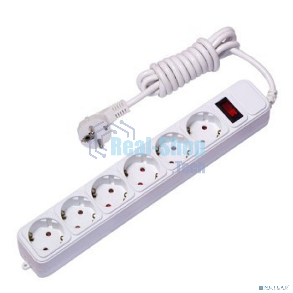 Сетевой фильтр EKF UFP10-375-6-03 6x3 м 10А/2,2 кВт с выкл. c/з ПВС 3х0,75 Блокбастер EKF PROxima