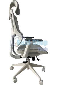 Кресло компьютерное Cactus CS-CHR-MC02GY серый, сетка, эко.кожа, с подголов. крестов. пластик белый