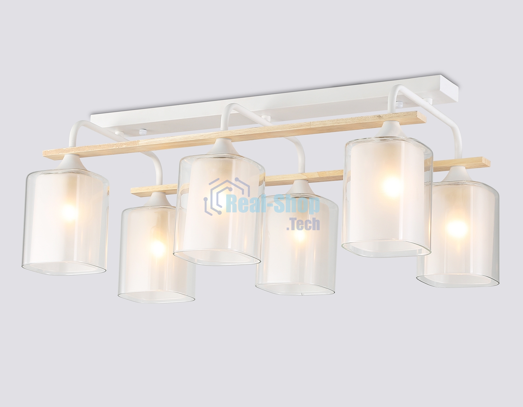 Светильник Ambrella light TR3033247/6 WH/WD белый/дерево E27/6 max 60W 580*340*245