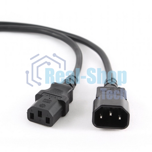 Кабель питания сист.блок-монитор Cablexpert PC-189, 1.8м, C13-C14, 6А, черный, с заземлением