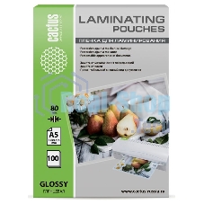 Пленка для ламинирования Cactus 80мкм A5 (100 шт) глянцевая 154x216 мм CS-LPGA580100