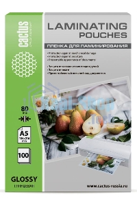 Пленка для ламинирования Cactus 80мкм A5 (100 шт) глянцевая 154x216 мм CS-LPGA580100