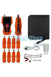 Кабельный тестер с измерением длины с трассировкой кабельных линий и определением POE в комплекте с 8 ответными частями