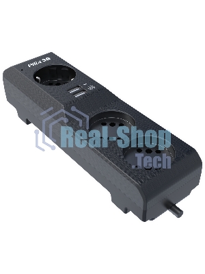 Сетевой фильтр Surge protector Pilot 3G 3xGP euro outlets, 10А/2.2 кВа, 2xUSB, 7m, черный