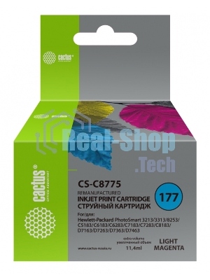 Картридж струйный Cactus CS-C8775 №177 светло-пурпурный (11.4 мл) для HP PS 3213/3313/8253/C5183/C6183/C6283/C7183/C7283/C8183/D7163/D7263/D7363/D7463