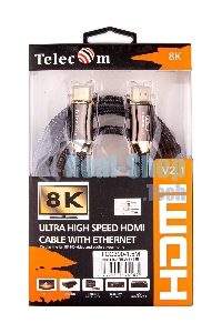 Кабель HDMI 19M/M,ver. 2.1, 8K@60 Hz 1.5m метал разъемы, нейлоновая оплетка Telecom TCG300-1.5M Кабель HDMI 19M/M,ver. 2.1, 8K@60 Hz 1.5m метал разъемы, нейлоновая оплетка Telecom