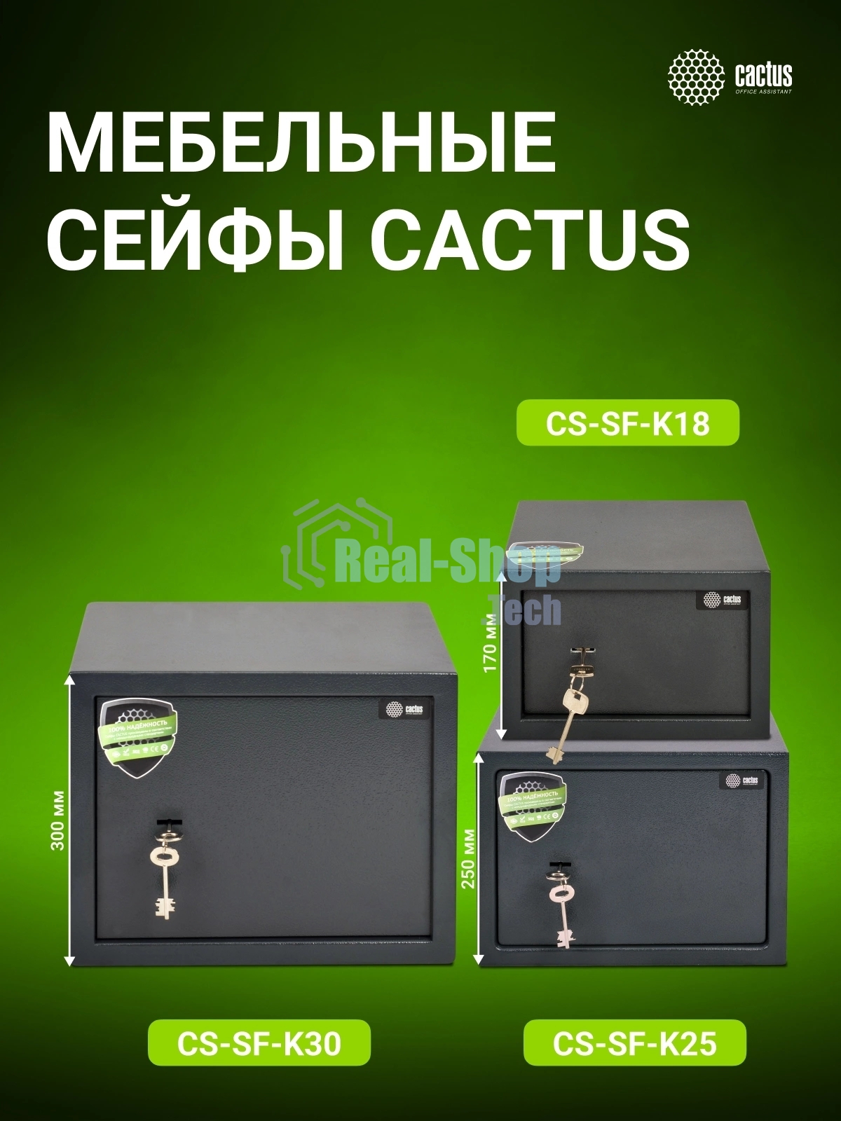 Сейф мебельный Cactus CS-SF-K25 250x350x250мм ключевой
