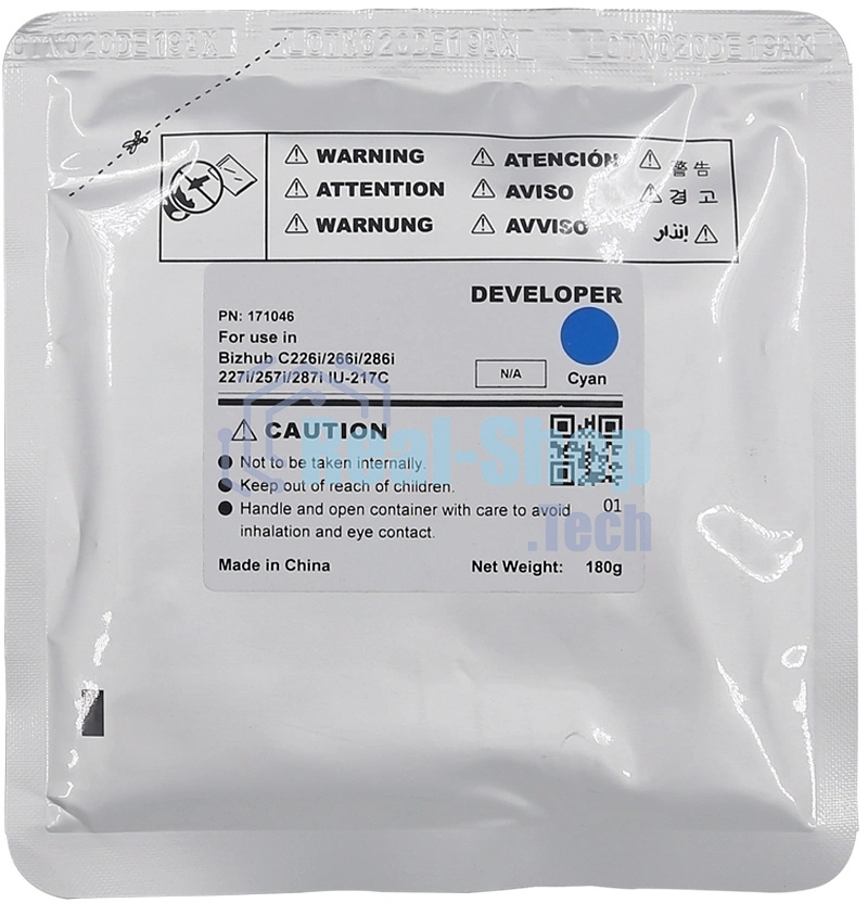 Девелопер CET IU-217C-Developer для KONICA MINOLTA Bizhub C227i/C257i/C287i Cyan, 180г, 90000 стр.