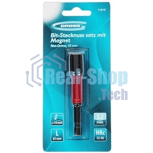 Бита с торцевой головкой GROSS, магнит. Nut-Driver, 10 мм, S2Gross 11619