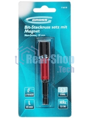 Бита с торцевой головкой GROSS, магнит. Nut-Driver, 10 мм, S2Gross 11619