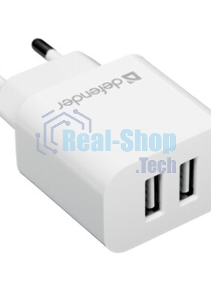 Сетевой адаптер Defender 2xUSB, 2.1А, белый (UPA-22)