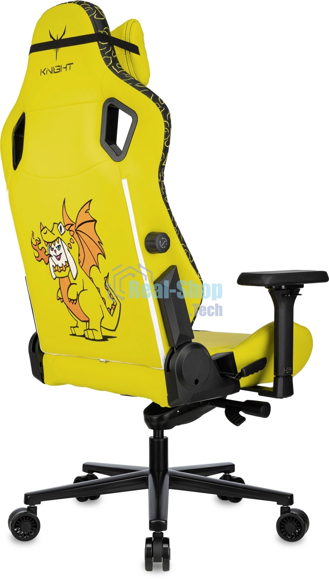 Кресло Knight Craft Dragon желтый, экокожа, 120 кг, механизм качания