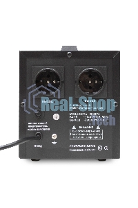 Стабилизатор напряжения Powerman AVS-D Voltage Regulator 2000VA, Digital Indication, 2x Schuko Outlets, 1m Power Cord, 230V, 1 year warranty, черный