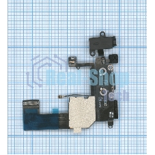 Шлейф разъема питания с аудио-разъемом для iPhone 5C черный