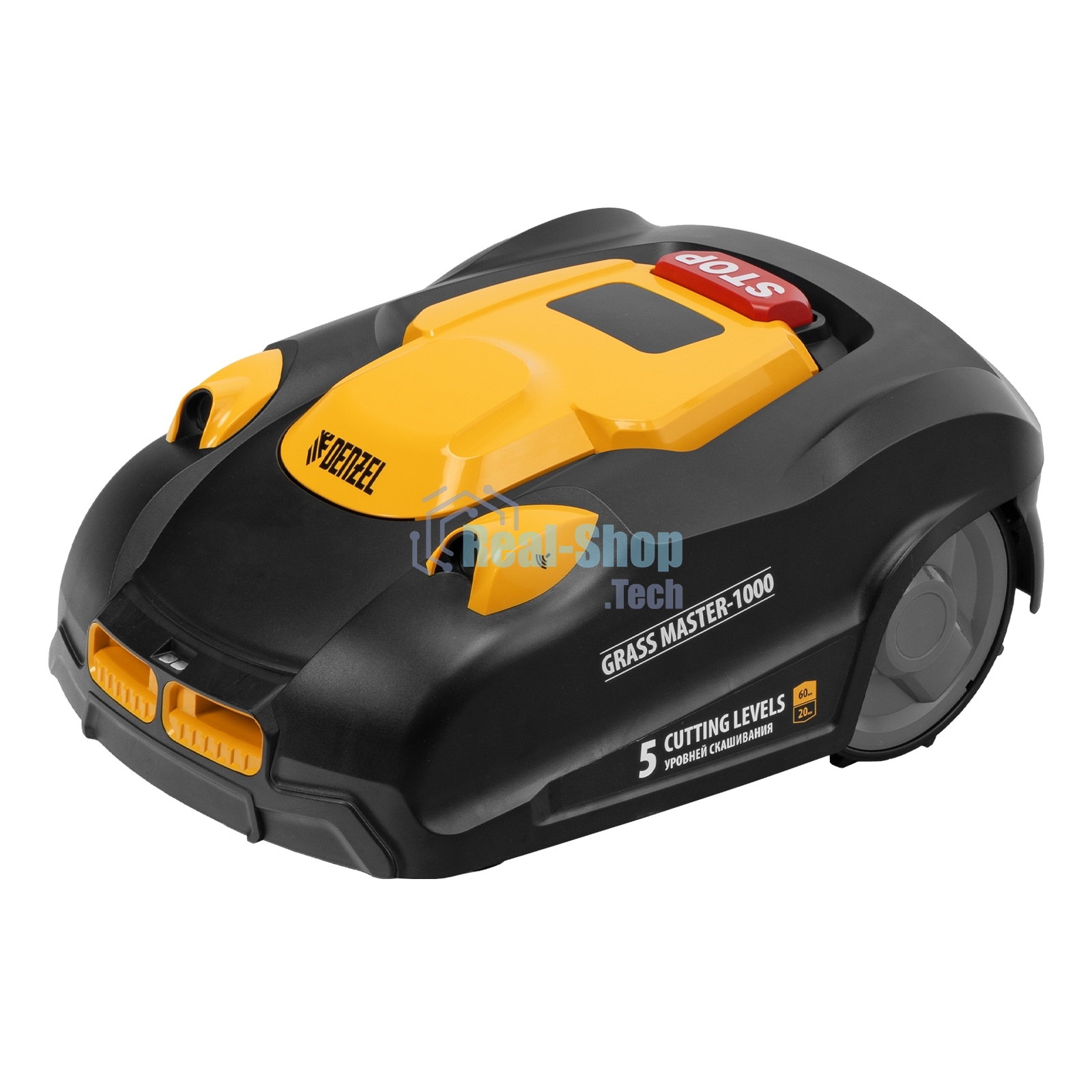 Робот-газонокосилка Denzel Grass Master 1000, ультразвуковой датчик, 3 Ач, LCD дисплей, Wi-Fi