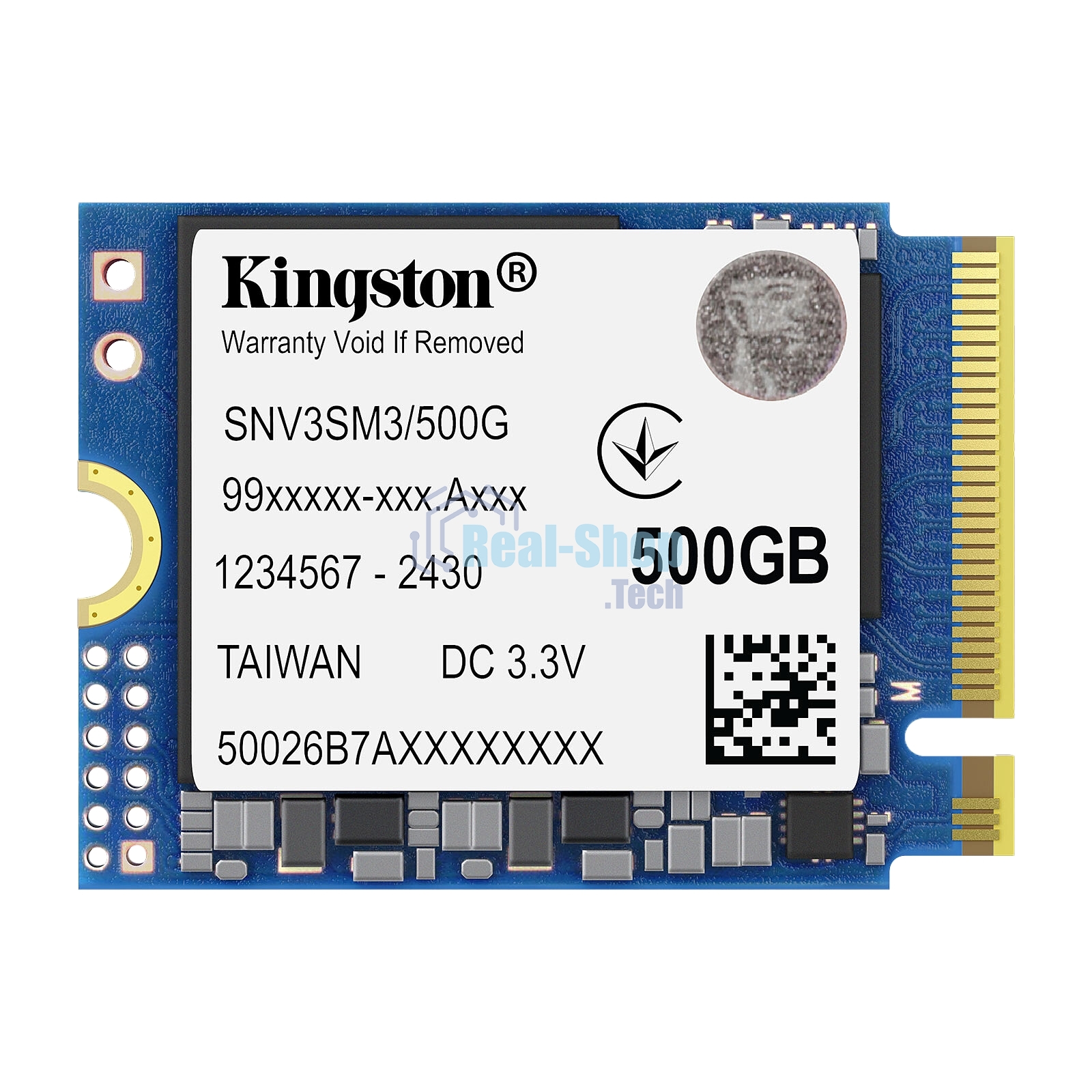 Накопитель SSD Kingston NV3, 500Gb, M.2(22x30мм), NVMe, PCIe 4.0 x4, 3D TLC, R/W 5000/3000Mb/s, TbW 160, DWPD 0.2 (60 мес)