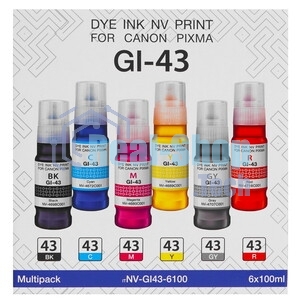 Чернила NVPrint GI-43 для принтеров Canon Pixma G540, G640, набор 6 цветов по 100 мл совместимые