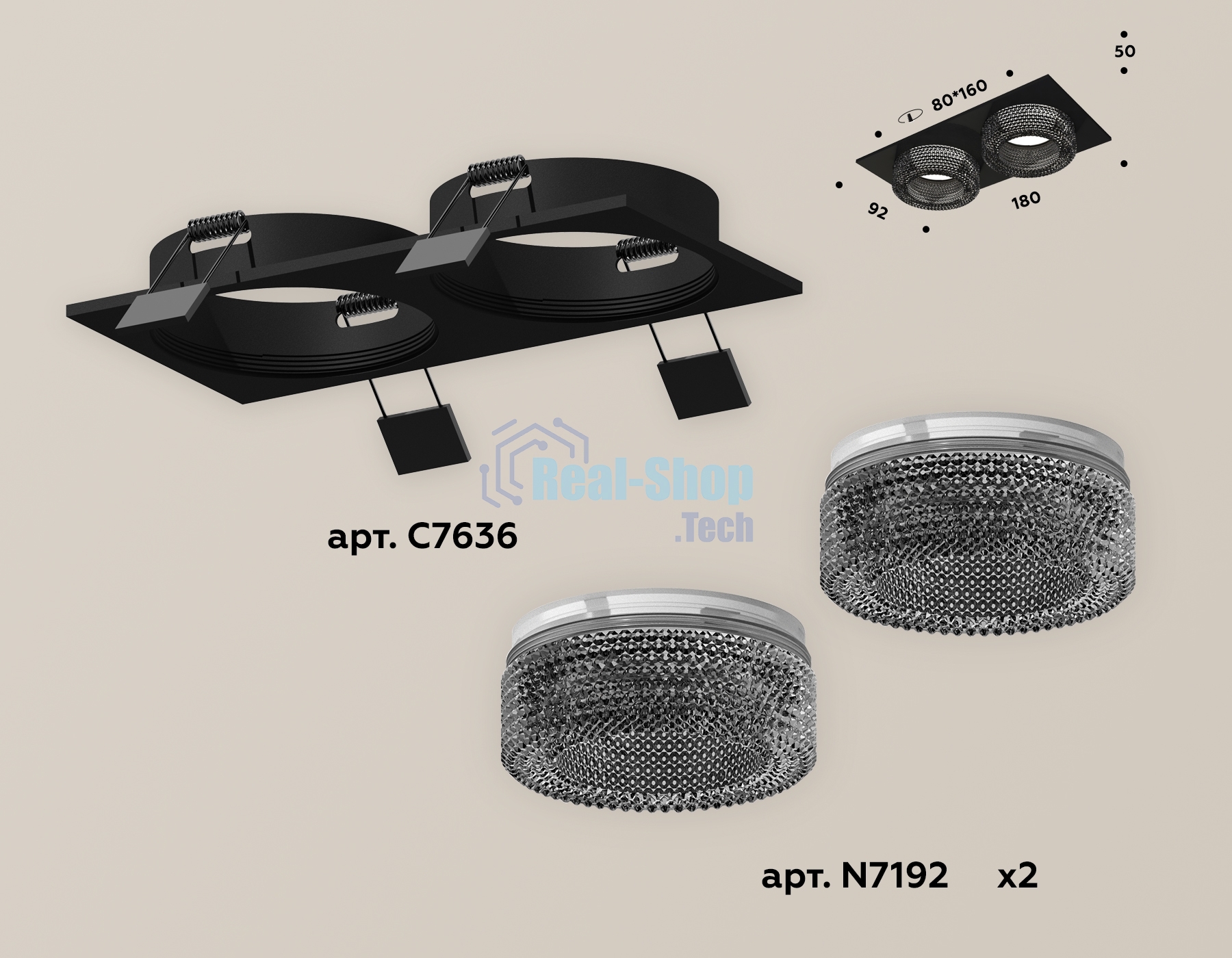 Комплект встраиваемого светильника Ambrella light XC7636021 SBK/BK черный песок/тонированный MR16 GU5.3 (C7636, N7192)