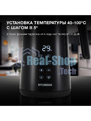 Чайник электрический Hyundai HYK-S4017 1.7 л, 2200 Вт, черный корпус: металл