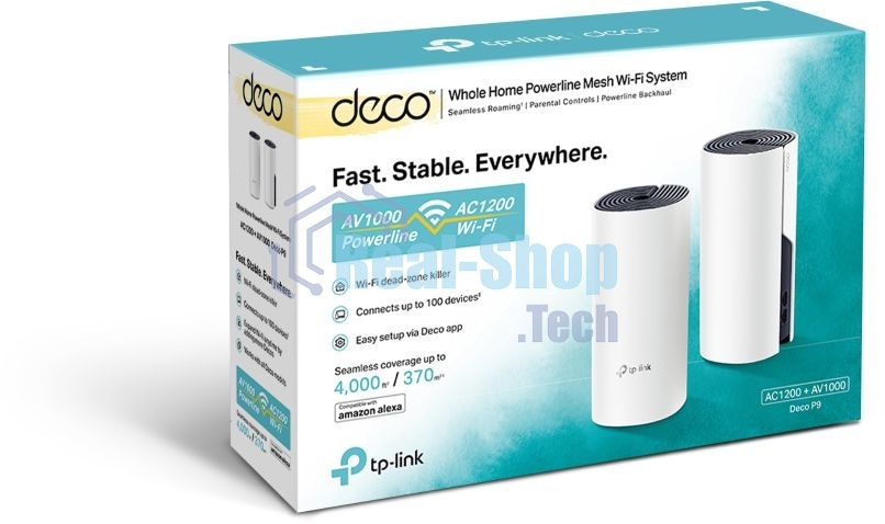 Бесшовный Mesh роутер TP-Link DECO P9 (2-PACK) AC1200 10/100/1000BASE-TX белый (упак.:2шт)