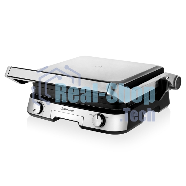Гриль-пресс электрический BRAYER BR2001, 2000 Вт, съем двухс., 31x26 см, регул высот, мет корп., поддон, 180