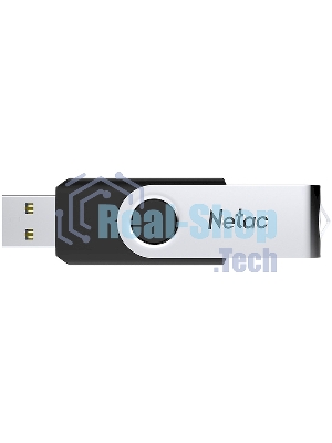 Флешка USB Netac U505 (NT03U505N-064G-20BK), 64Gb, USB 2.0, R/W 70/30, черный/серебристый
