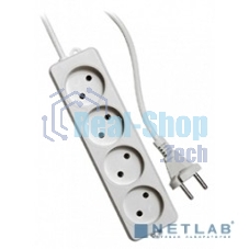 Удлинитель Гарнизон EL-NL4-W-5, 4 розетки допустимый ток 10А, длина 5 м.