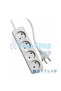 Удлинитель Гарнизон EL-NL4-W-5, 4 розетки допустимый ток 10А, длина 5 м.