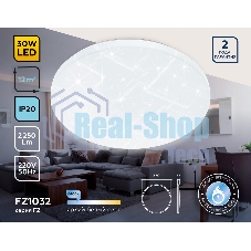 Потолочный светодиодный светильник Ambrella light FZ1032 WH белый 30W 6400K D370*55 (Без ПДУ)