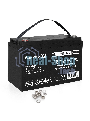 Гелевая аккумуляторная батарея ExeGate EL 12-100-М6 (12V 100Ah, болт М6)
