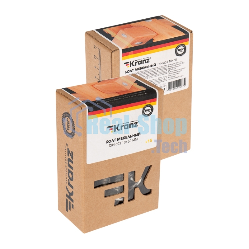 Болт мебельный Kranz DIN 603, 10х60, упаковка поставщика (20 кг./452 шт.)
