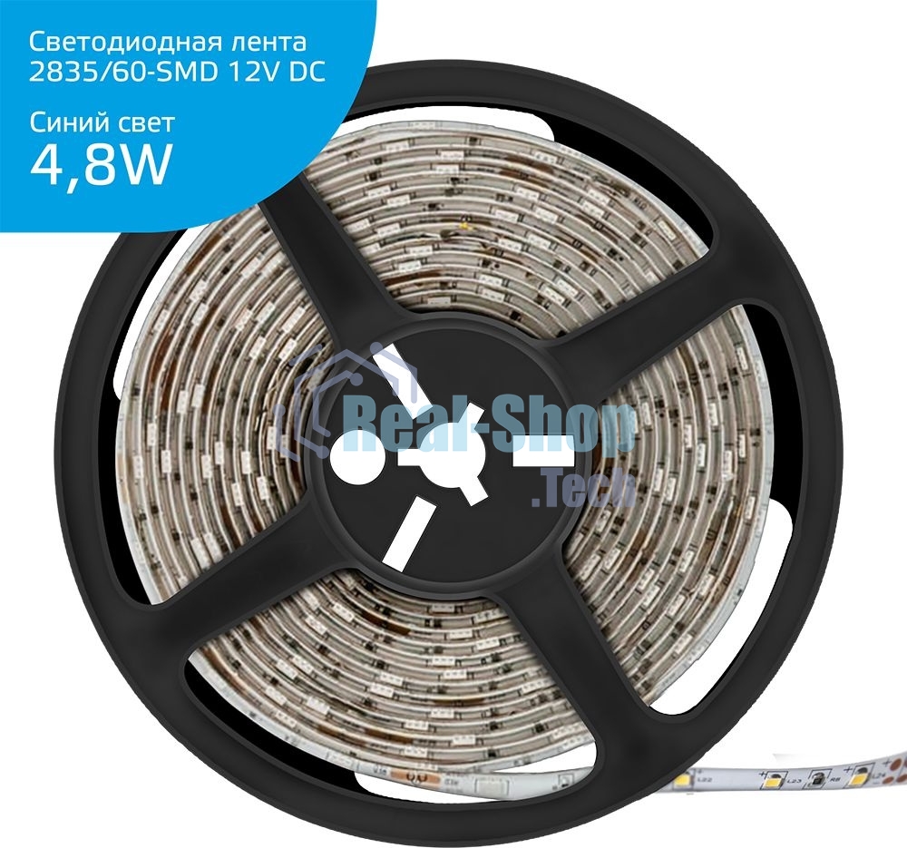 Лента светодиодная Gauss Elementary 2835 -SMD 4.8W 12V DC синий IP66 (ZIP Bag 5м)