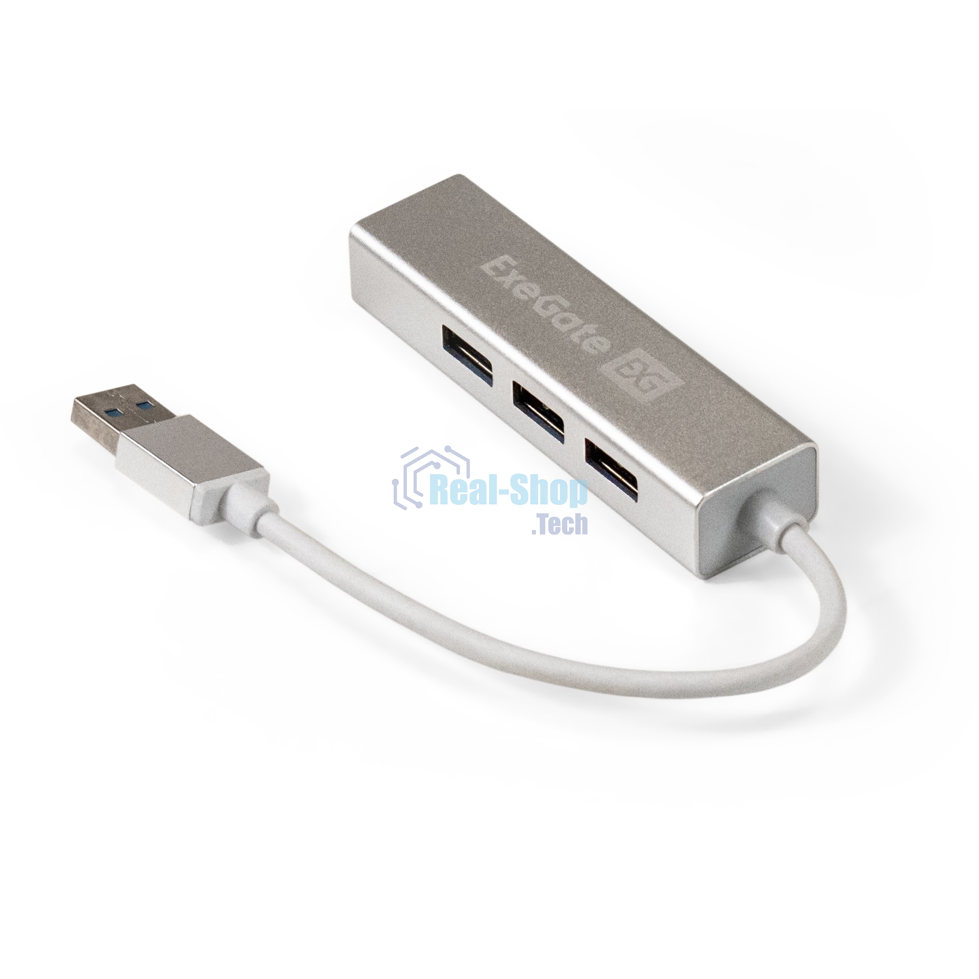 USB-концентратор ExeGate DUB-4 (кабель-адаптер USB3.0 --> 4xUSB3.0, Plug&Play, серебристый)