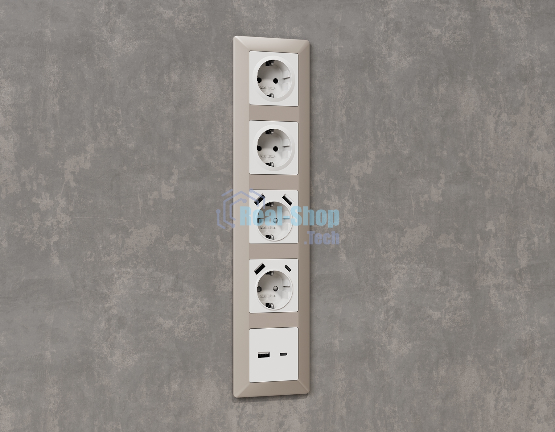Комплект механизма электрической розетки ALFA Белый глянец 2USB A+A 18W (быстрая зарядка) с/з QUANT (AP1090, VM155) MA109010