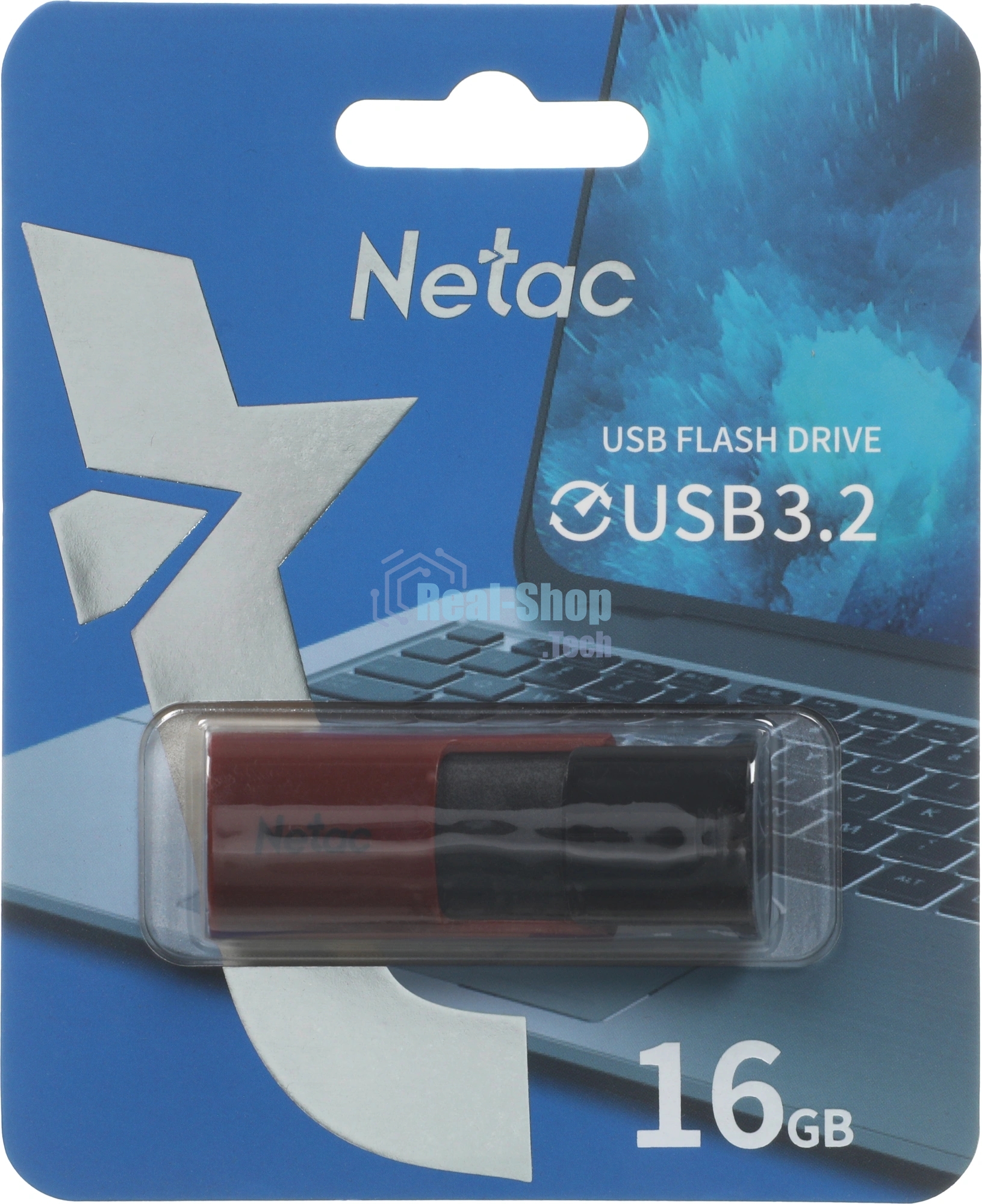 Флешка USB Netac U182 (replaced NT03U182N-016G-30RE), 16Gb, USB 3.2, R/W 70/30, красный/черный