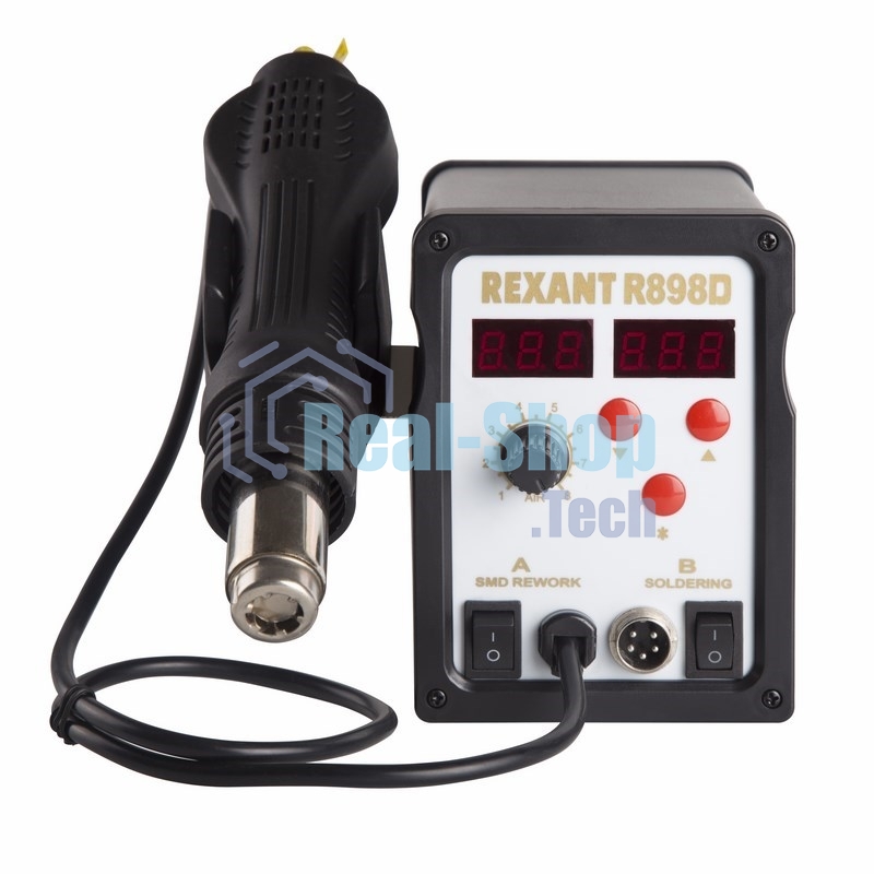 Паяльная станция Rexant, 2 в1: паяльник + термофен, с цифровым дисплеем, 150-500 °С